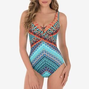 Miraclesuit Escape Casbah Tummy Control One Piece Swimsuit Size 14